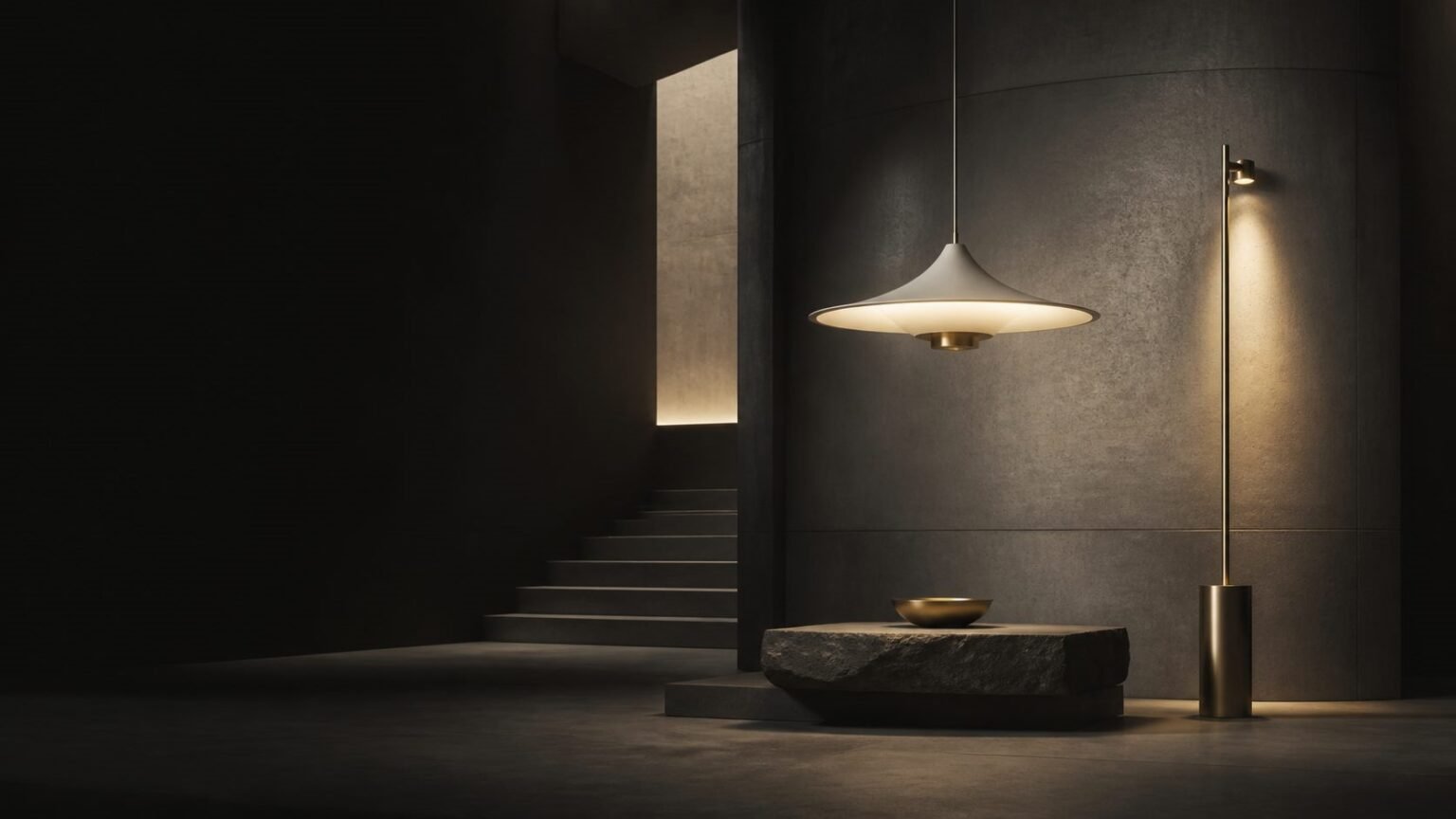 Warmly lit interior with architectural lighting